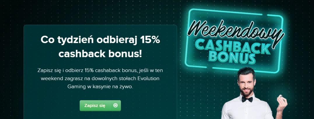 Weekendowy cashback bonus 50% do nawet 600 PLN co tydzień w CasinoEuro!
